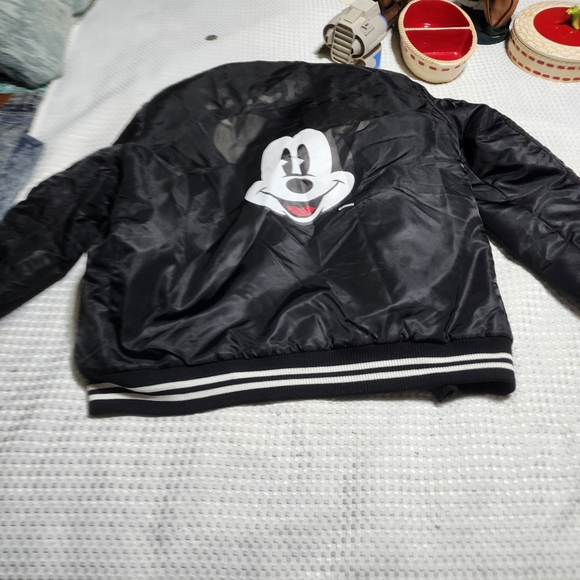 DISNEY EUC WOMENS SZ SMALL MICKEY MOUSE BOMBER VARSITY STYLE LINED JACKET COAT - Picture 10 of 14